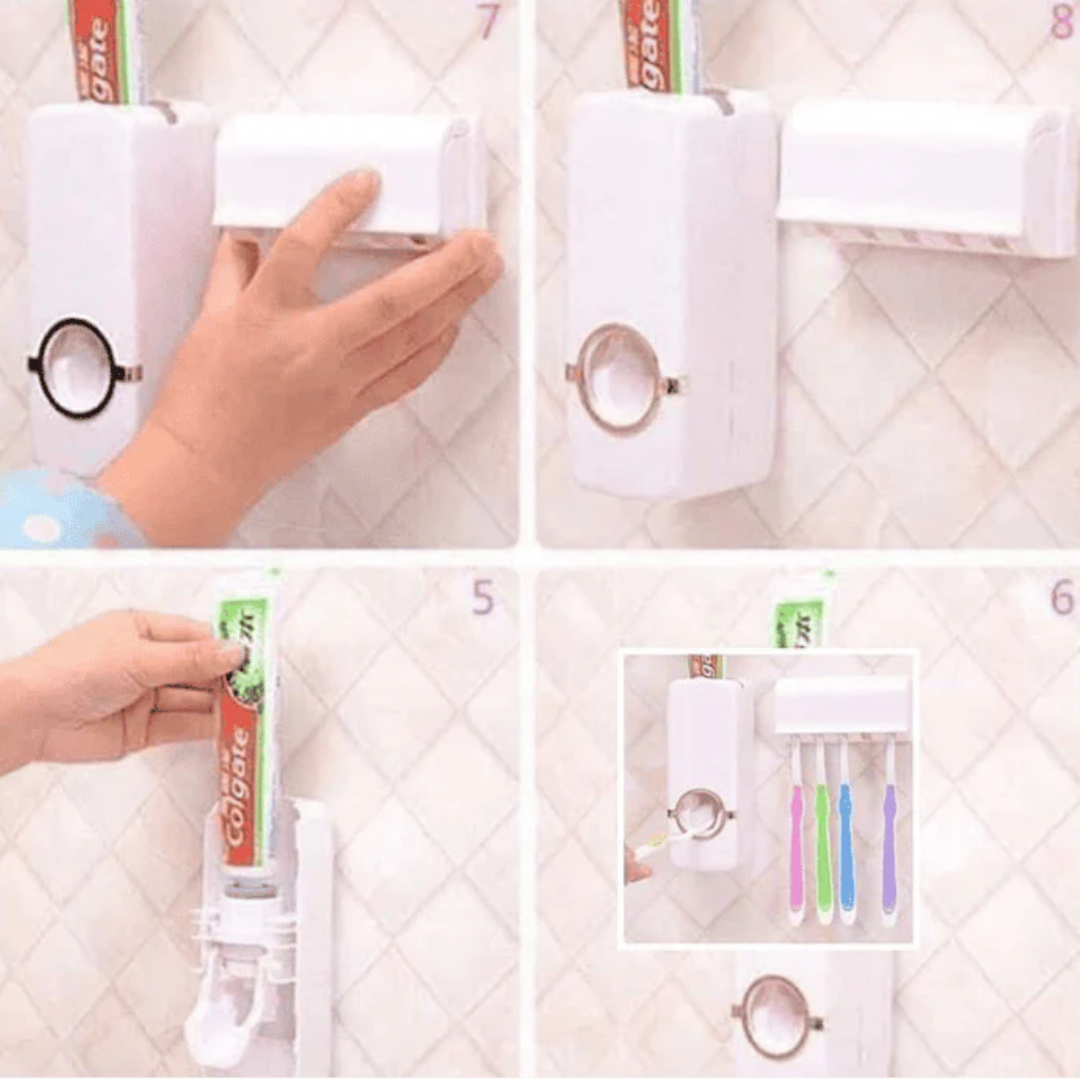 Toothpaste Dispenser Toothbrush Holder