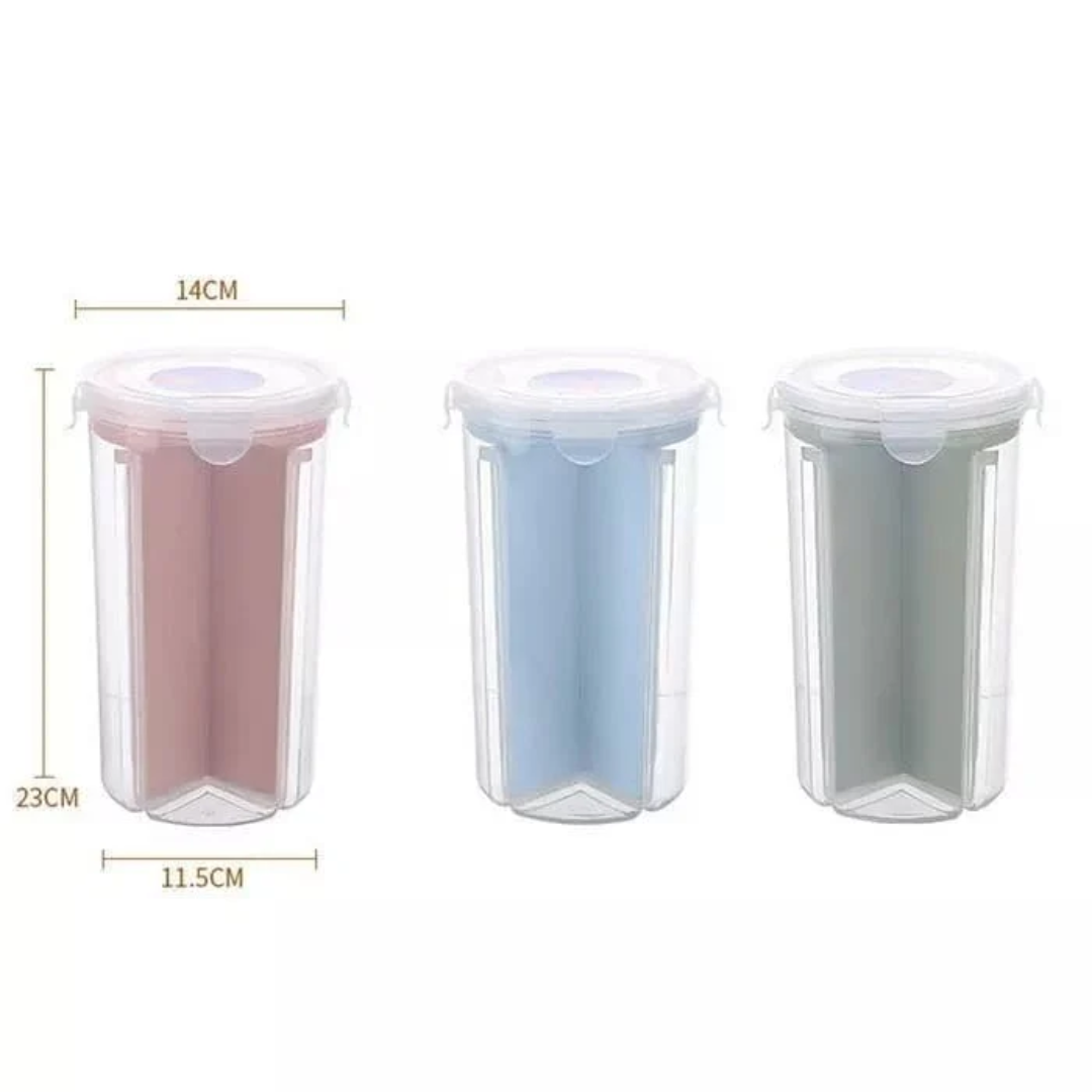 3 Compartment Food Preservation Plastic Container, Large Dry Fruit Box, Air Tight Cereal Jar