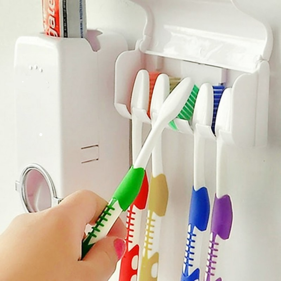 Toothpaste Dispenser Toothbrush Holder