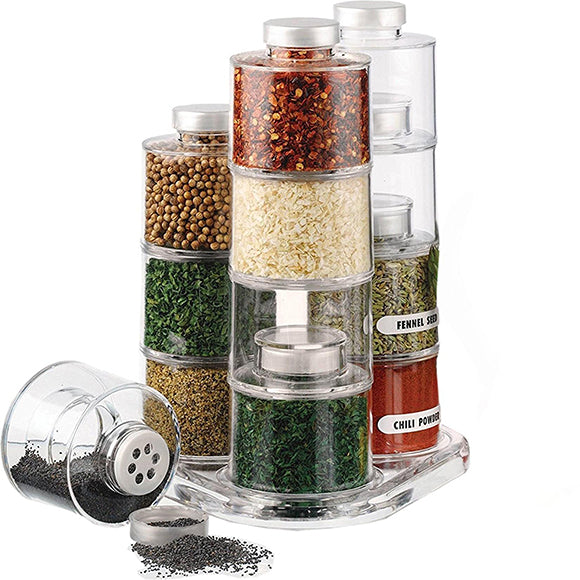12-Bottle Spice Tower Carousel - Brandable.PK