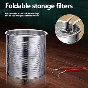 PORTABLE STAINLESS STEEL DEEP FRYING POT WITH STRAINER